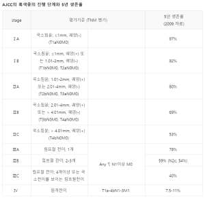 흑색종 진행 단계별 5년 생존율